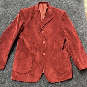 Corduroy Blazer Mens Large Red 3 Button Corduroy Sport Coat Patch Pockets